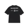 Balenciaga x WFP 1. generasjon crossover-trykt logo-genser med rund hals og korte ermer for menn, svart 612966THV841000