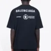 Balenciaga x WFP 1. generasjon crossover-trykt logo-genser med rund hals og korte ermer for menn, svart 612966THV841000