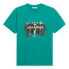 Bandportrett-trykk, logo, retro, løs passform, kort erme, grønn 612965TIV473640