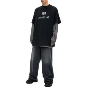 BB Be Different T-skjorte med lapper, langermet «Black Grey» 720407TNVV31070 BB Be Different T-skjorte med lapper, langermet «Black Grey» 720407TNVV31070