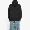 Bb Pixel fleece-hettegenser med snøring og lange ermer, svart 578135TKVI81070