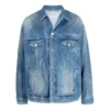 BB-sprayed denimjakke i stor passform «Electric Blue Fuchsia» 678354TCW030406