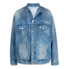 BB-sprayed denimjakke i stor passform «Electric Blue Fuchsia» 678354TCW030406