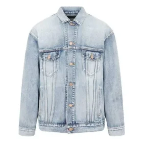 BB-sprayed denimjakke i stor passform «Light Blue Yellow» 678354TDW143341