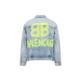 BB-sprayed denimjakke i stor passform «Light Blue Yellow» 678354TDW143341