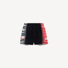 Bermudashorts for menn i svart med ekstrem tie-dye-mønster og normal passform