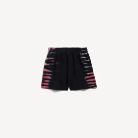 Bermudashorts for menn i svart med ekstrem tie-dye-mønster og normal passform