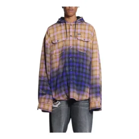 Bleket rutete langermet hettegenser «Purple Beige» 699223TMM095212