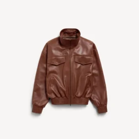 Blouson med høy krage for damer i kastanjefarge