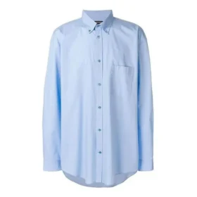 Bomullspoplin-skjorte med logo på ryggen «Light Blue» 508465TWB044850