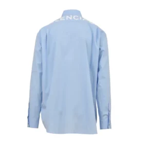 Bomullspoplin-skjorte med logo på ryggen «Light Blue» 508465TWB044850