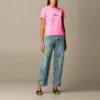 Broderet rundhalset kortærmet rosa 612964TJVD95764
