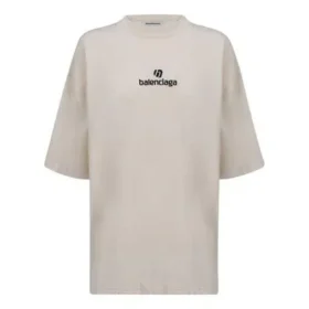 Broderte logo-bokstaver, kort ermet, grå og hvit 641532TJVA99054