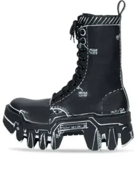 Bulldozer snørestøvler «Black Outline Calfskin» 672502WBEF21090