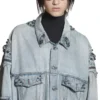 Cagole-jakke i oversized-modell «Blå» 764521TDW144016