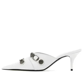 Cagole-mules med hæl «White Lambskin» 714253WAD4E9081
