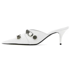 Cagole-mules med hæl «White Lambskin» 714253WAD4E9081
