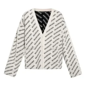 Cardigan med logo overalt «Chalky White Black» 736248T32339054
