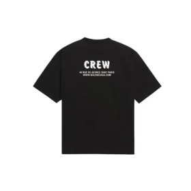 Crew-trykk, løs passform, korte ermer, svart 620941TIV741070