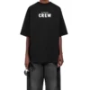 Crew-trykk, løs passform, korte ermer, svart 620941TIV741070