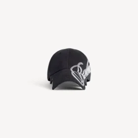 Cursive-cap for menn i vasket svart