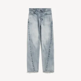 Damejeans med vridde sømmer i bleket lysblått