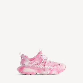 Damesneaker med sjablonglogo i rosa/hvitt