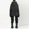 Denim-jakke med hette og knapper, bleket effekt «Black» 724653TNW541129