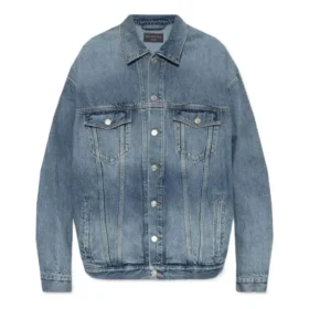 Denimjakke med knapper og bleket effekt «Blue» 724651THW254245