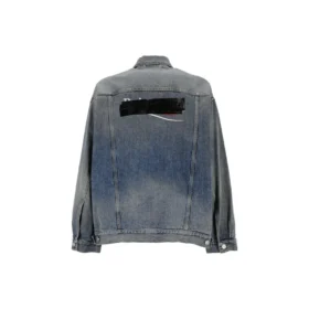 Denimjakke med knapper og bleket effekt «Blue» 724651THW254245