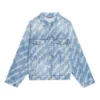 Denimjakke med logo i skrift over hele «Lysblå Hvit» 681690TJW904200