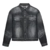 Denimjakke med logo på ryggen, stor passform «Fake Wash Black» 620728TIW435720