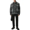 Denimjakke med logo på ryggen, stor passform «Fake Wash Black» 620728TIW435720