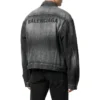 Denimjakke med logo på ryggen, stor passform «Fake Wash Black» 620728TIW435720
