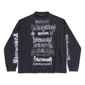 Diy Metal langermet T-skjorte i medium passform «Black White» 699191TPVO31569