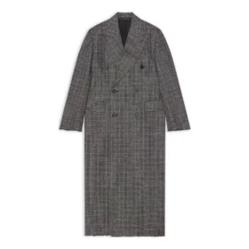 Dobbeltradet rutete frakk «Black Grey» 704488TMU021070