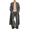 Dobbeltradet rutete frakk «Black Grey» 704488TMU021070