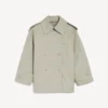 Dobbeltradet trenchcoat for damer i lys beige