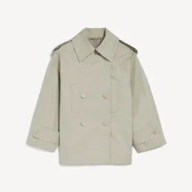 Dobbeltradet trenchcoat for damer i lys beige