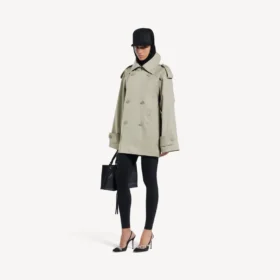 Dobbeltradet trenchcoat for damer i lys beige
