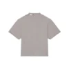 Enfarget med alfabet-trykk, hull, rund hals, korte ermer, unisex, grå 661715TKVD58174