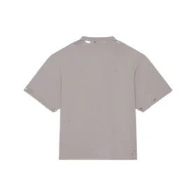 Enfarget med alfabet-trykk, hull, rund hals, korte ermer, unisex, grå 661715TKVD58174 Enfarget med alfabet-trykk, hull, rund hals, korte ermer, unisex, grå 661715TKVD58174