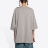 Enfarget med alfabet-trykk, hull, rund hals, korte ermer, unisex, grå 661715TKVD58174
