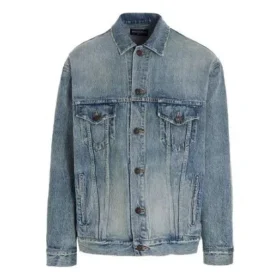 Est. 1917 College-logo-trykk Denim-jakke, stor passform «Washed Light Blue» 675207TJW795620