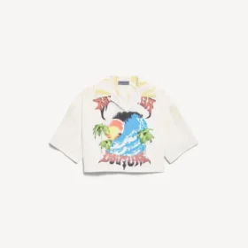 Extreme tie-dye-bowlingskjorte for kvinner i hvitt/gult