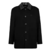 Frakk i ullblanding med dobbel krage «Black» 626314TIU071000