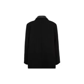 Frakk i ullblanding med dobbel krage «Black» 626314TIU071000