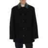 Frakk i ullblanding med dobbel krage «Black» 626314TIU071000