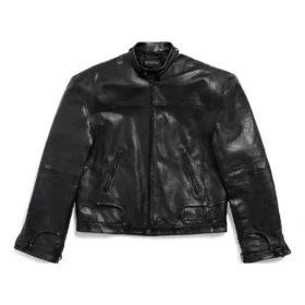 FW23 Dekonstruert jakke med glidelås «Black Soft Buffalo Skin» 768749TMS031000