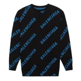 Genser med rund hals og logo over hele «Black Blue» 625970T31781165